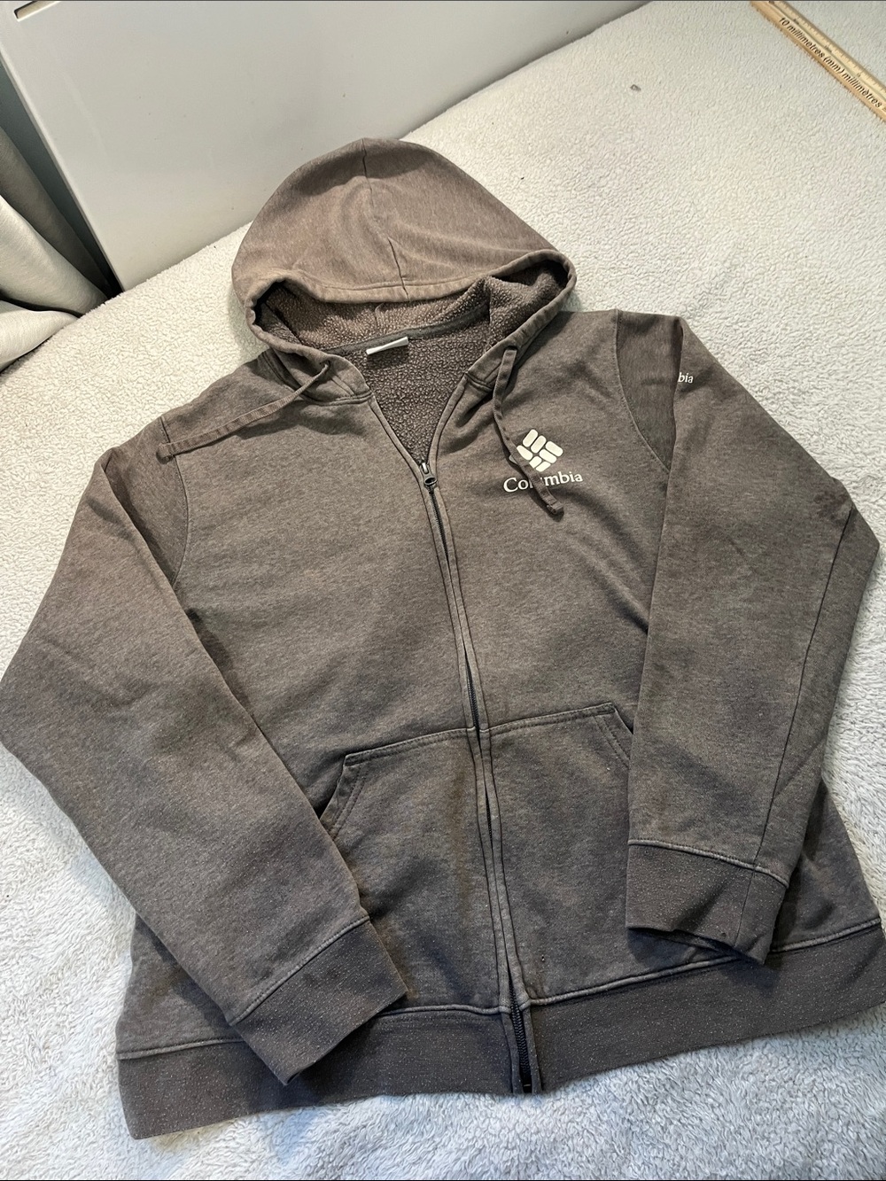 Columbia Men's Brown Full-Zip Hooded Jacket with Logo